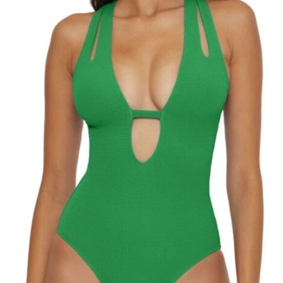 Becca Pucker Up Tear Drop One-Piece Swimsuit NWT Sz S - Picture 3 of 11